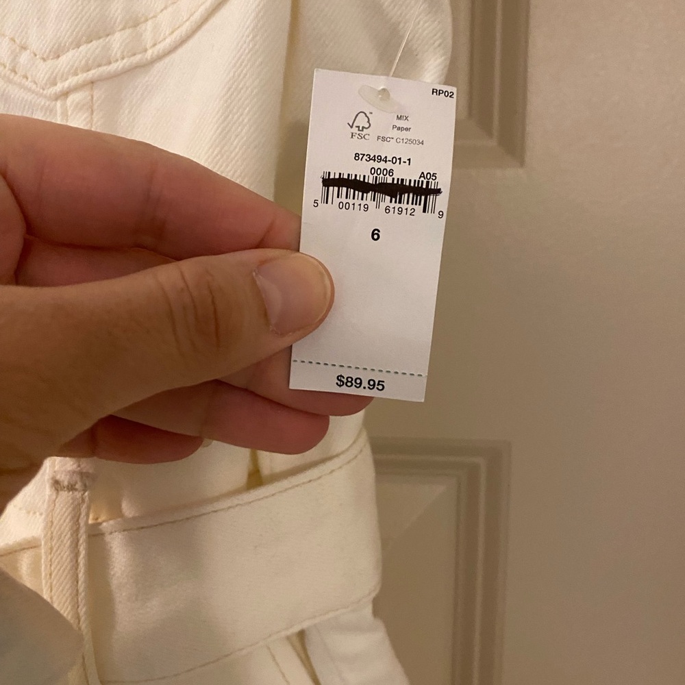 NWT GAP 99% Cotton White Denim Button-Down Midi Dress with belt - Picture 7 of 9